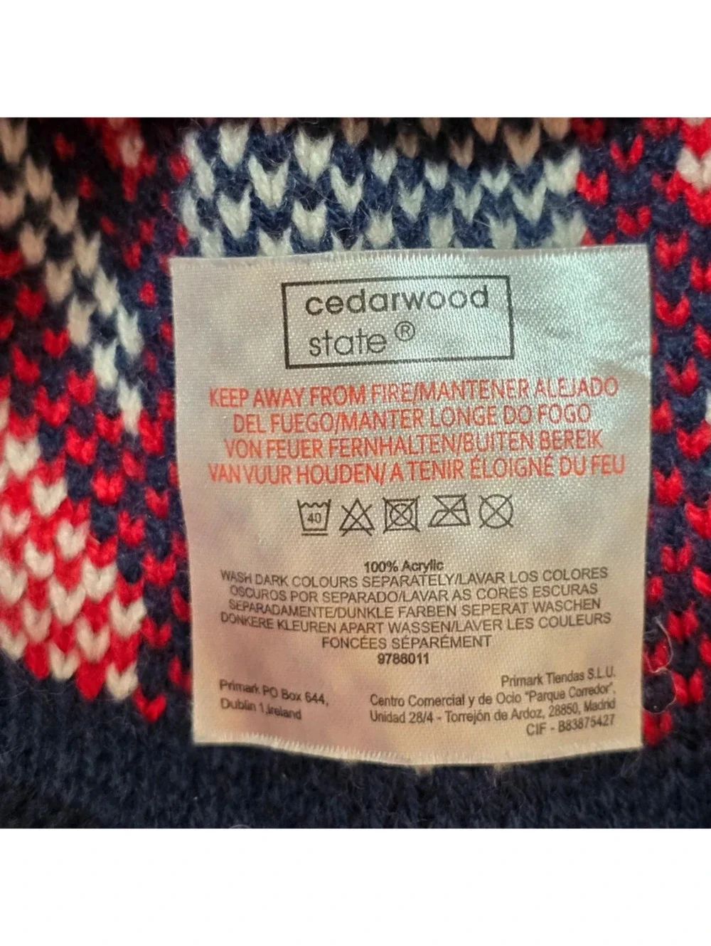 Union Jack Pom Beanie Hat Cedarwood State Primark Acrylic Knit UK Flag